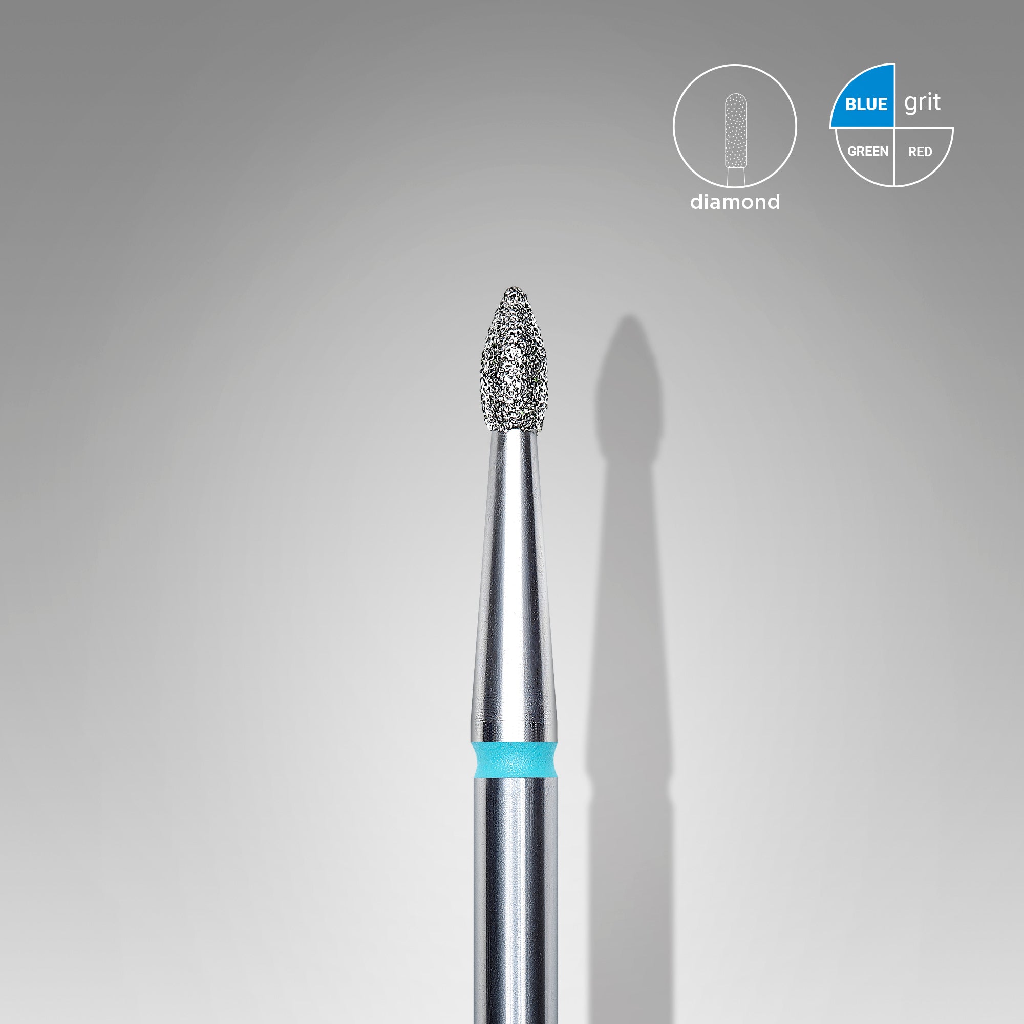 Diamond nail drill bit, pointed "bud" , blue, head diameter 1.8 mm/ working part 4 mm image 0